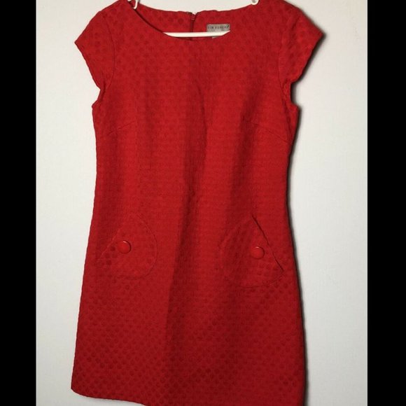 KIM ROGERS BRIGHT RED TEXTURED DRESS - Picture 2 of 7